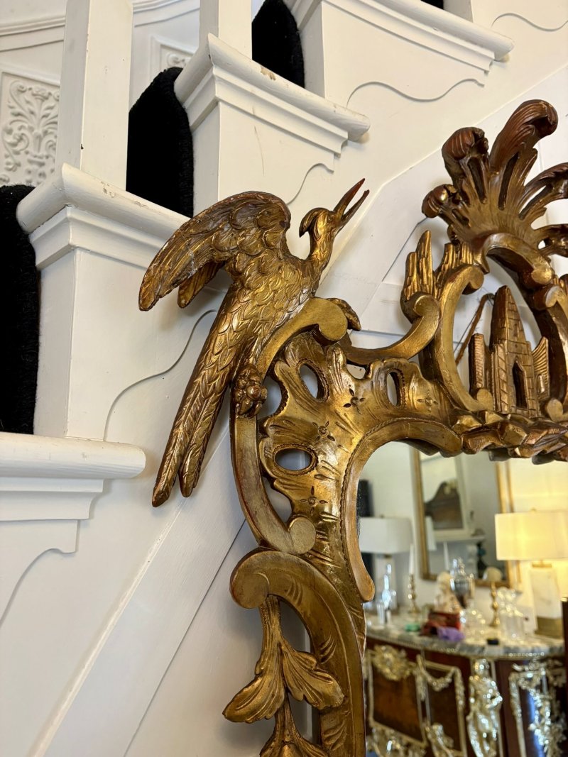 Antique Pair Giltwood Rococo Chinoiserie Wall Mirrors - Image 11